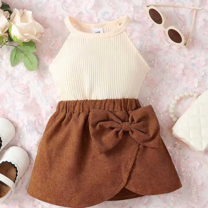 Suspender+Bowknot Shorts Casual Suit