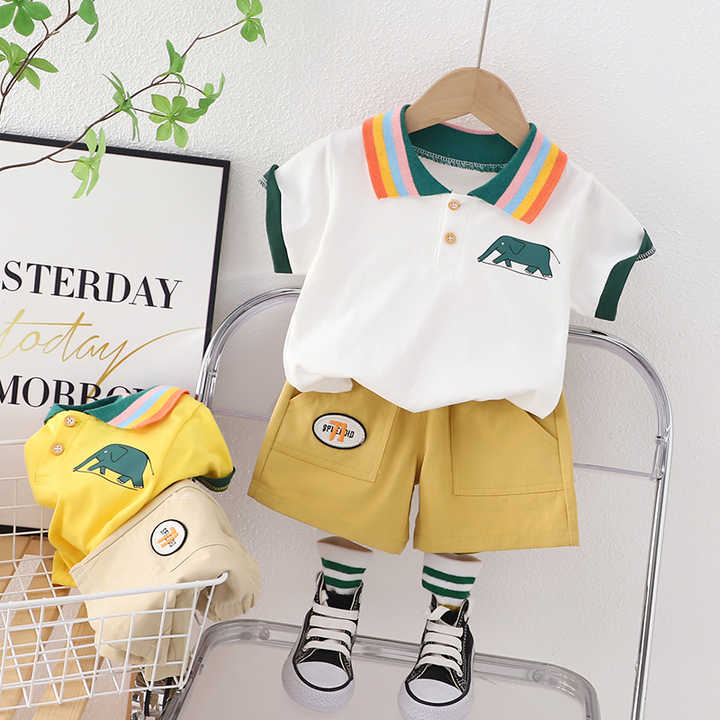 Clothing set with polo t-shirt and shorts