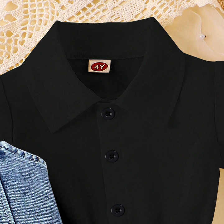 Bubble Sleeve Shirt Dress Denim