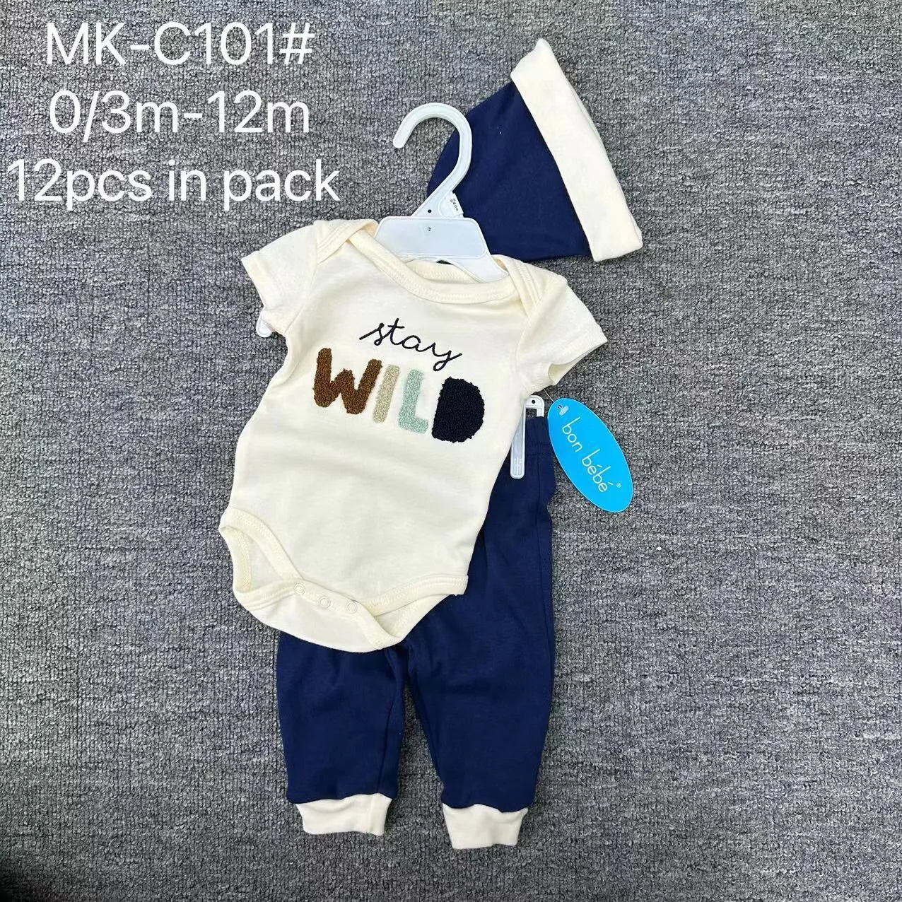 Navy blue stay wild printed romper