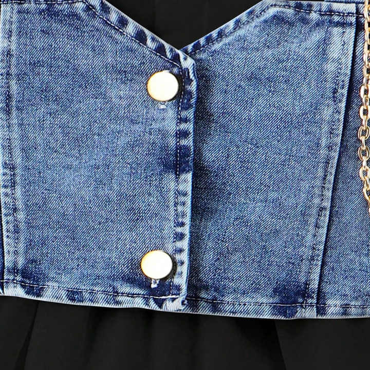 Bubble Sleeve Shirt Dress Denim