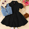 Bubble Sleeve Shirt Dress Denim