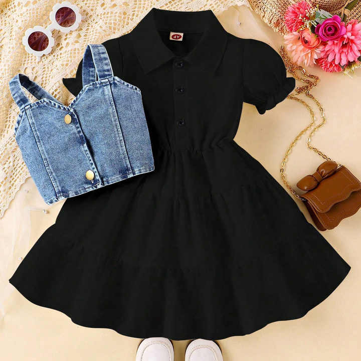 Bubble Sleeve Shirt Dress Denim