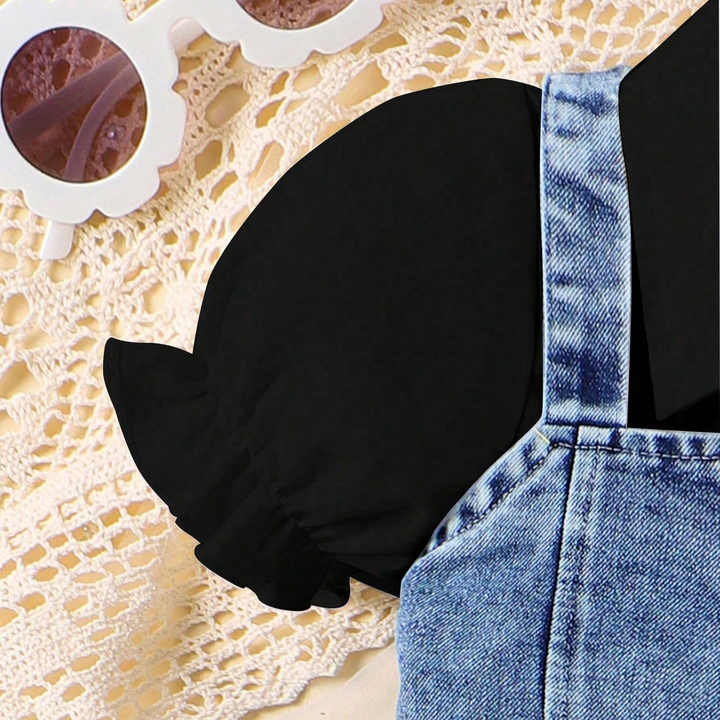 Bubble Sleeve Shirt Dress Denim