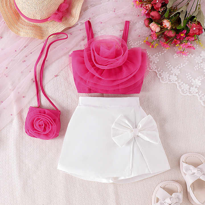 Pink flower sling and shorts 