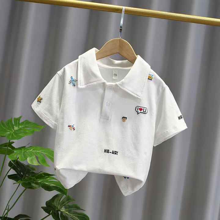Cartoon Plain Pattern Polo T-shirt