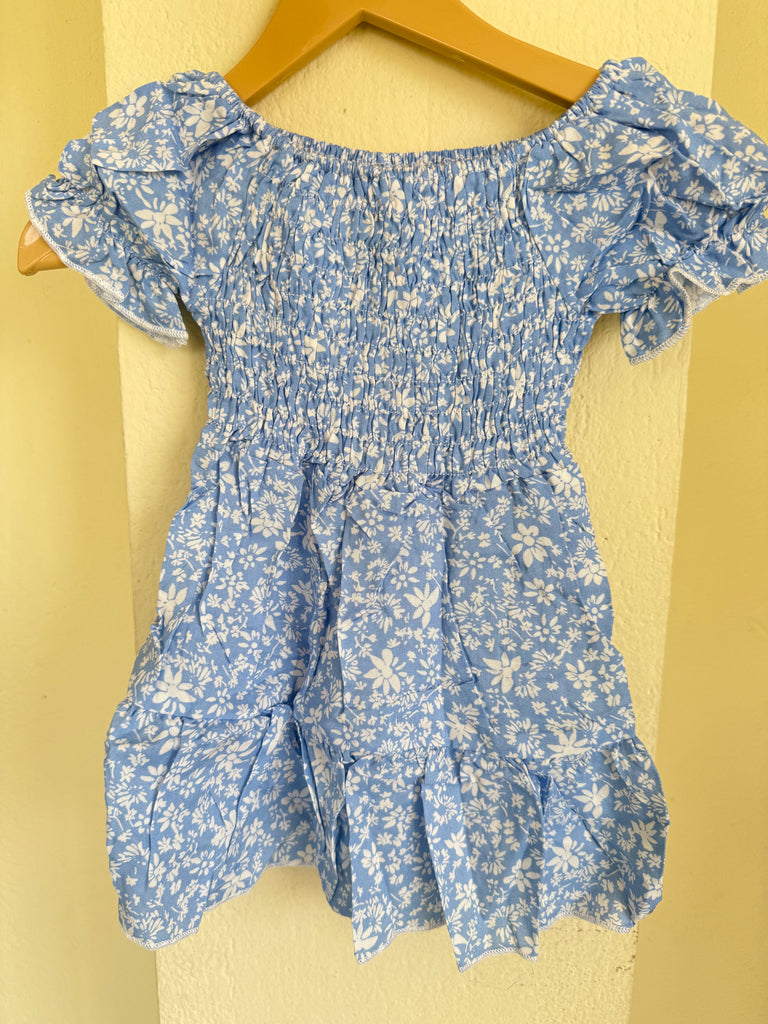 White blue floral dress