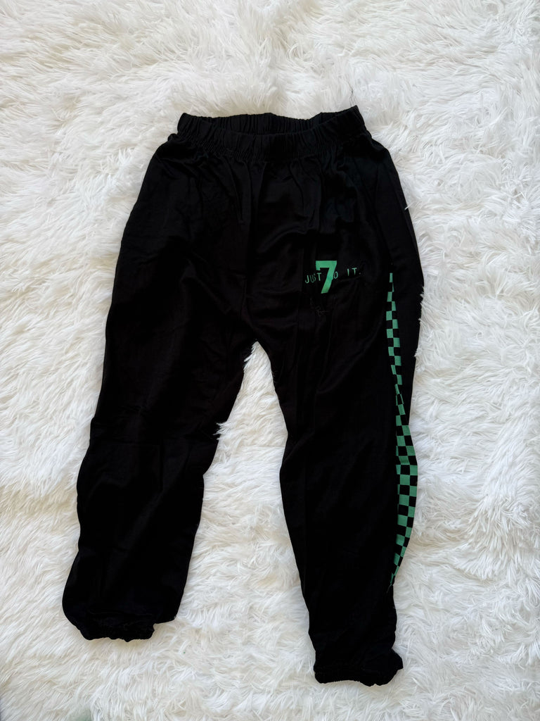 Green t-shirt  and Black pant boys clothing set