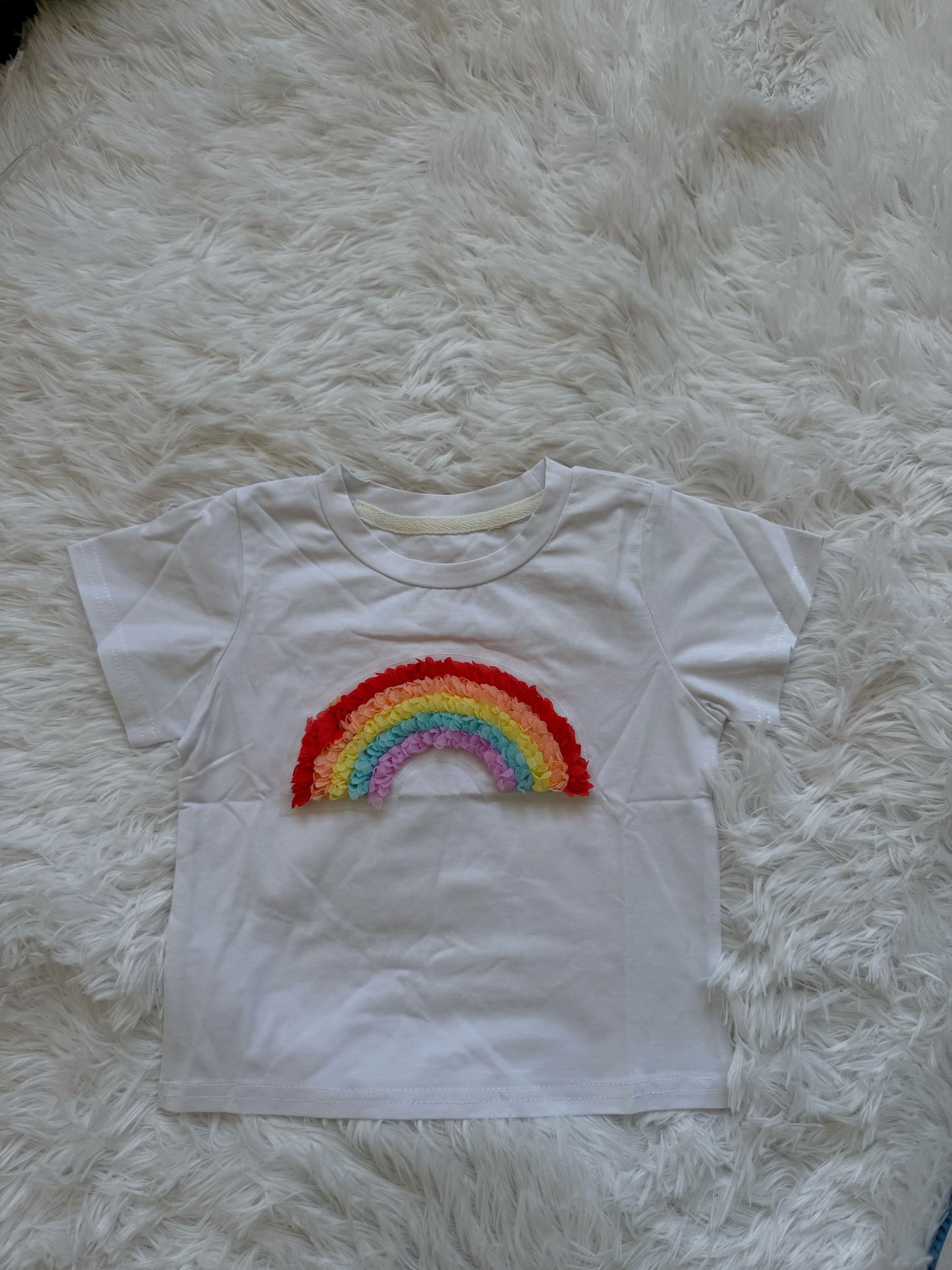 rainbow printed white t-shirt