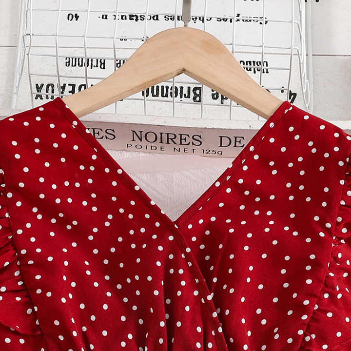Ruffle Sleeveless Polka Dot Girls Dress
