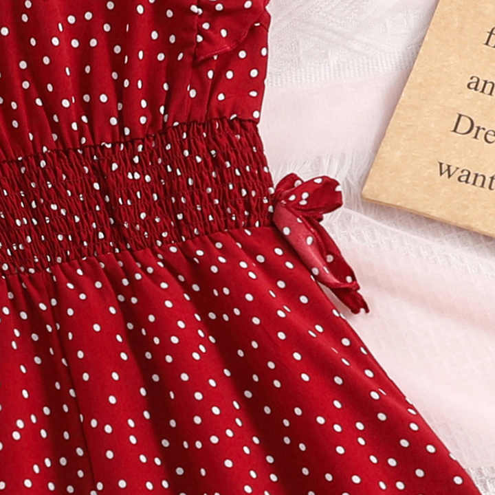 Ruffle Sleeveless Polka Dot Girls Dress